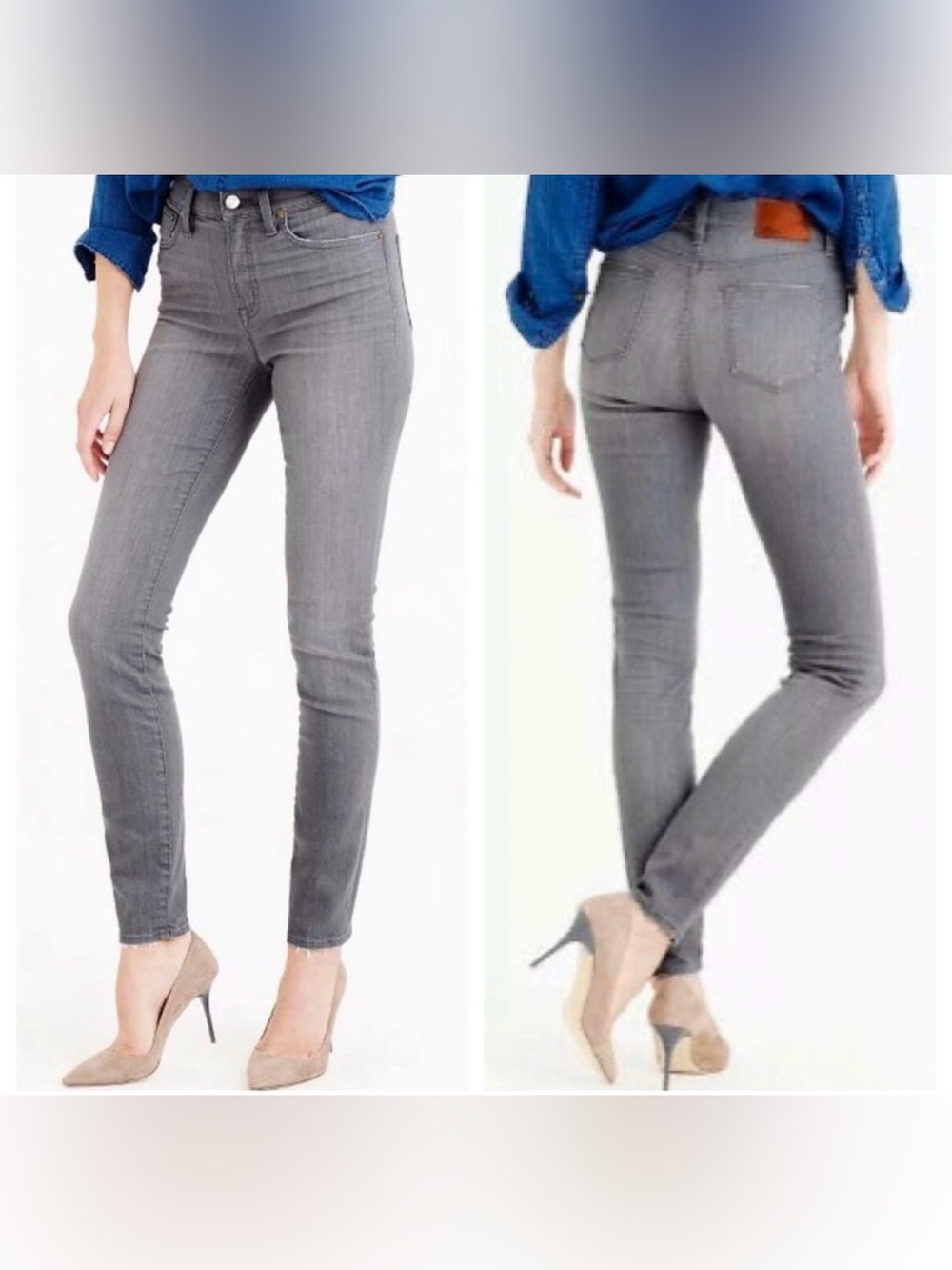 J. Crew Women’s Gray Jeans High-Rise Skinny Wash Jeans Size 29